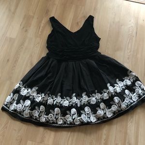 Black tea length full skirt dress